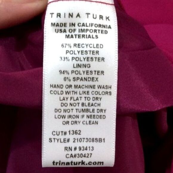 Trina Turk Magenta Sheath Dress Horizon Sz 2 New Sleeveless Shawl Back Detail - Picture 5 of 6